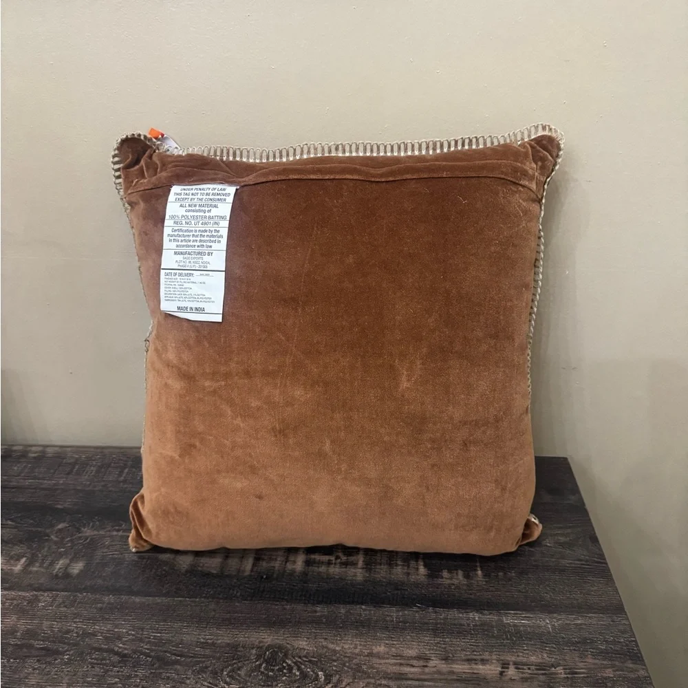 Brown and Cream Pumpkin Throw Pillow